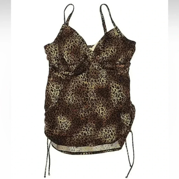 Miraclesuit Slimming Leopard Print Tankini Top Swimsuit Size S Small - Picture 1 of 2